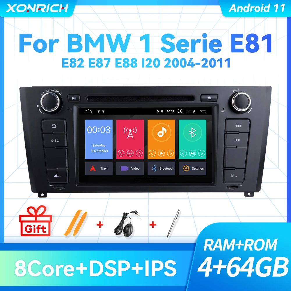 

4G RAM 64G ROM 1 Din Android 11 Car DVD Multimedia AutoRadio For BMW E87 1 Series E88 E82 E81 I20 D 2004-2011 GPS Navigation DSP