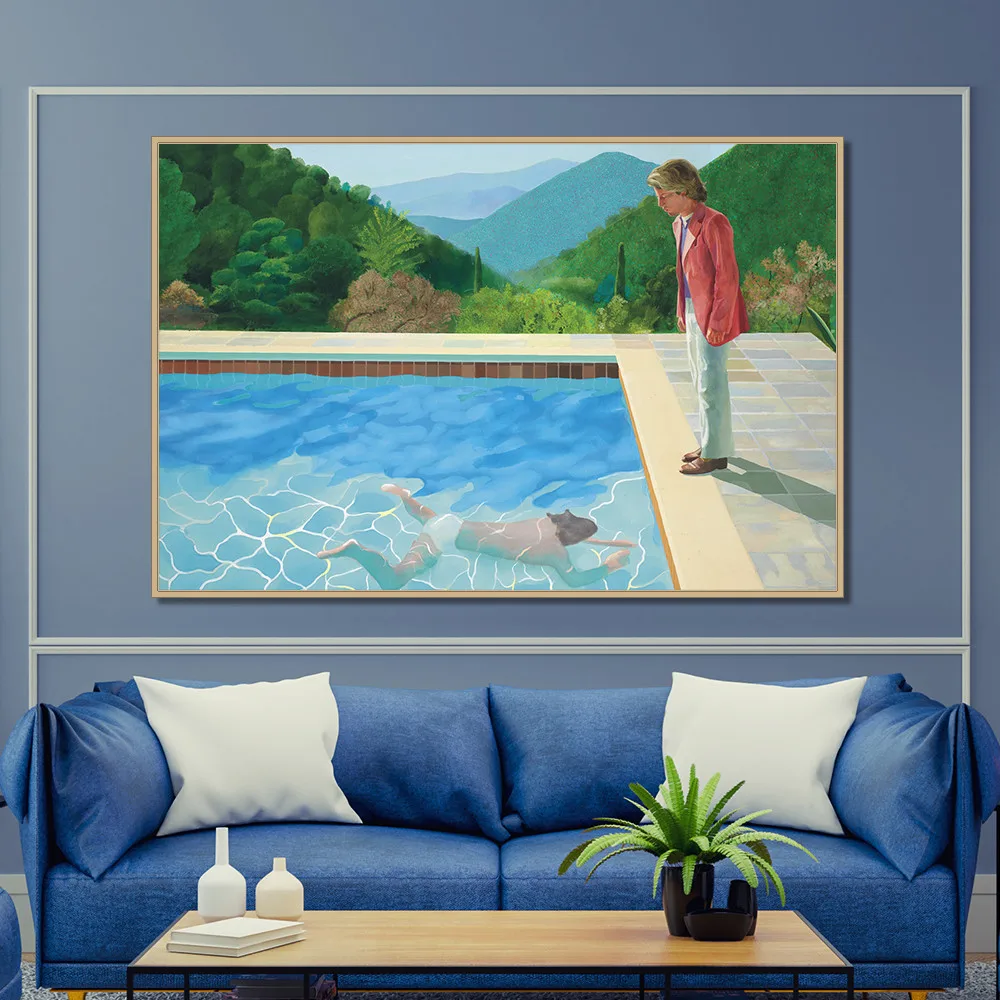 

David Hockney (Pool with Two Figures) Canvas Painting Posters Prints Quadros Wall Art Picture For Living Room Home Decor Cuadros