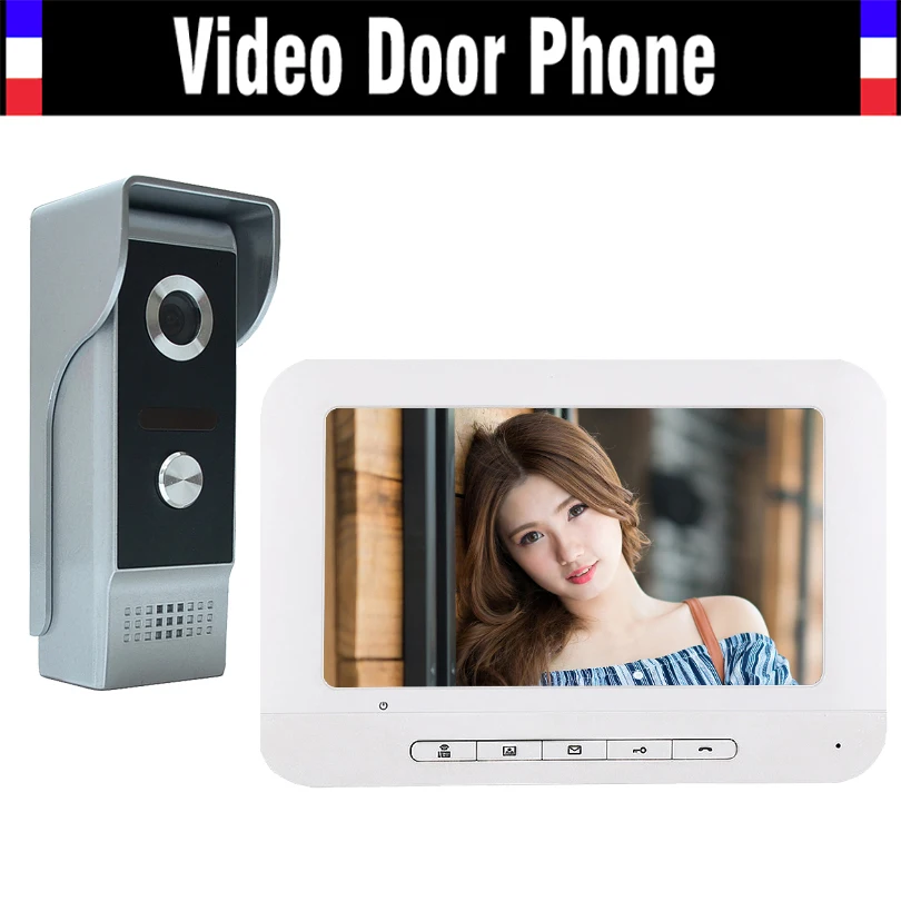 7" Video Door Phone Kit video doorbell Intercom System IR Night Vision Alloy Door Camera 1 Monitor 1 Camera