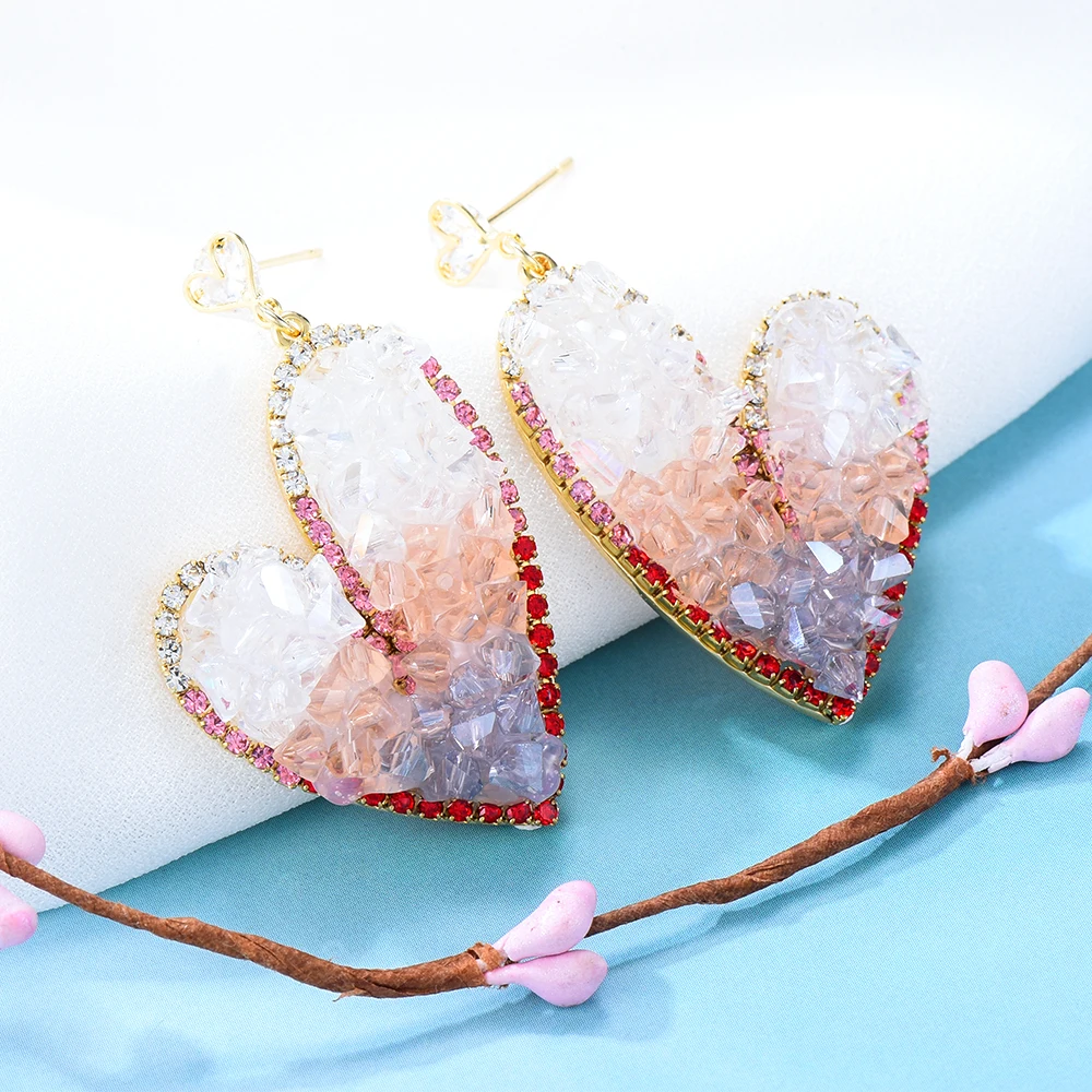 

missvikki NEW Original Cute Big Heart CZ Drop Earrings for Women Daily Fine Bridal Wedding Party Shiny Jewelry High Quality