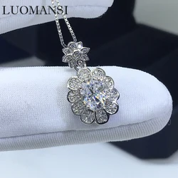 Luomansi 1CT 5*7MM Egg-shaped Moissanite Silver Necklace Passed the Diamond Test S925 Silver Jewelry Party Birthday Gift