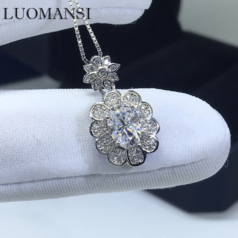 luomansi 1ct 57 mm em forma de ovo moissanite prata colar passou o teste de diamante s925 prata joias festa presente de aniversario 01