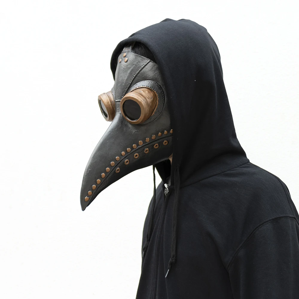 Plague Doctor Mask Cosplay Anime Latex Face Masks Long Nose Bird Beak Steampunk Halloween Masque Costume Props