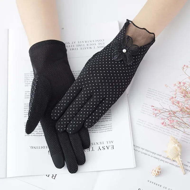 New Ladies Thin Summer Non-slip Touch Screen Gloves Short Cotton Anti-ultraviolet Stretch Sunscreen Women Gloves