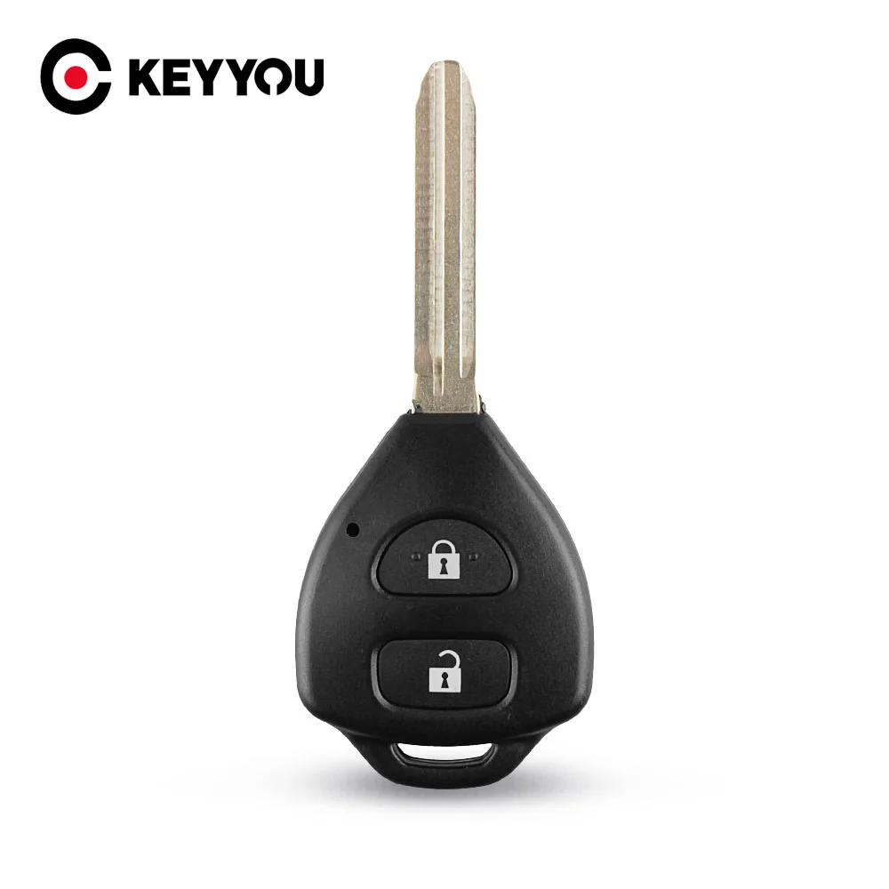 KEYYOU 2 Button Uncut Replacement Plastic Remote Car Key Shell Cae Fob Blank Keys for Toyota Corolla RAV4 Toy43 Blade