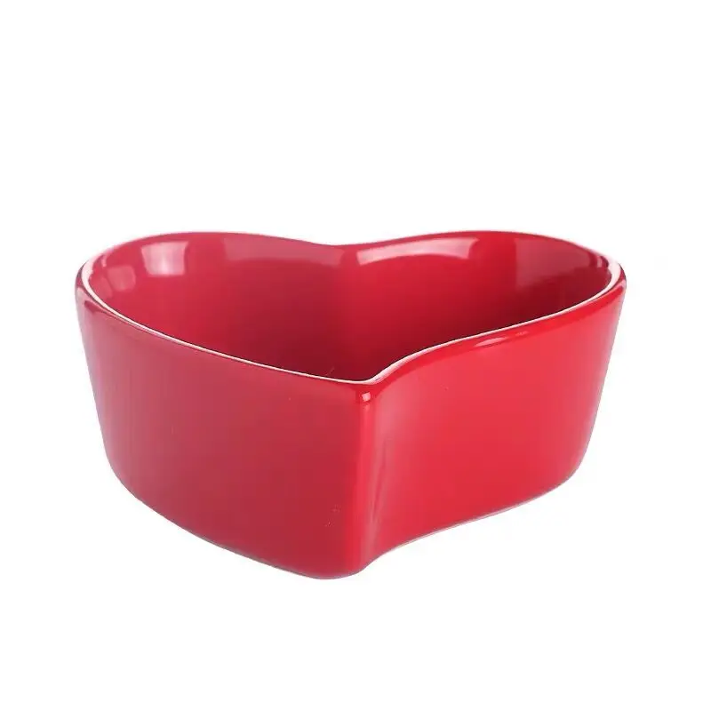 Heart-shaped Ceramic Bowl Baking Bowl Cake Mold Steamed Egg Bowl Microwave Home Small Bowl For Creme Brulee