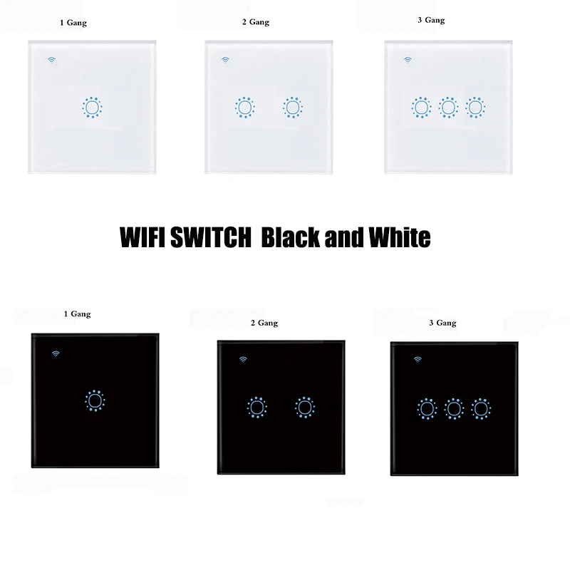 220V WiFi  EU Standard Touch Switch Smart Light Switch Tempered Glass Panel Wall interruptor 1/2/3/4 Gang  Work With APP