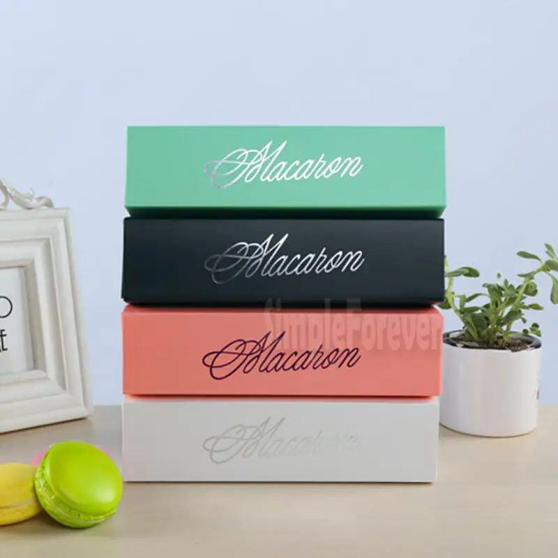 200pcs/lot Home Made Macaron Black White Pink Green Macaron Box Biscuit Muffin Box