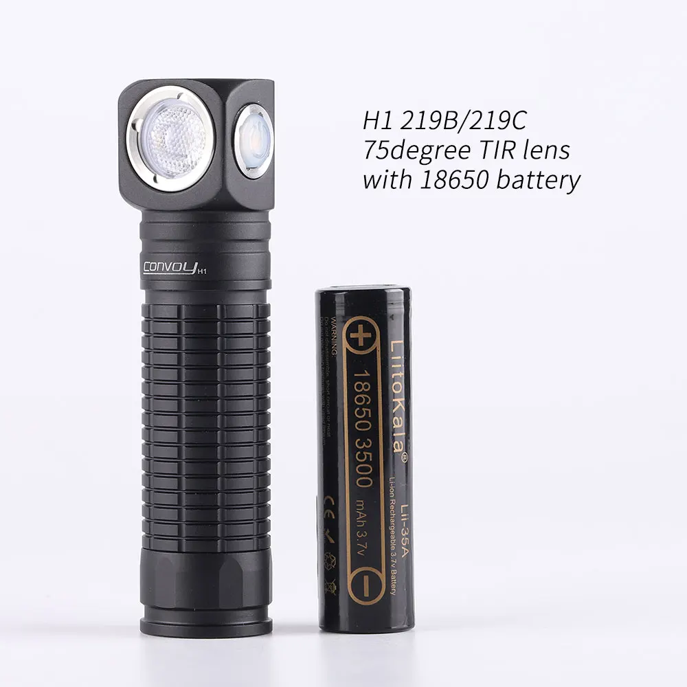 Convoy H1 219B 219C 519A with 60degree TIR lens,High CRI,18650 flashlight,with 18650 battery inside