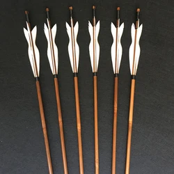 6/12/24pcs 28''-34'' Archery Handmade Bamboo Arrows 5 Inches Turkey Feathers  For  Recurve Bow/Straight Bow/American Bow Hunting