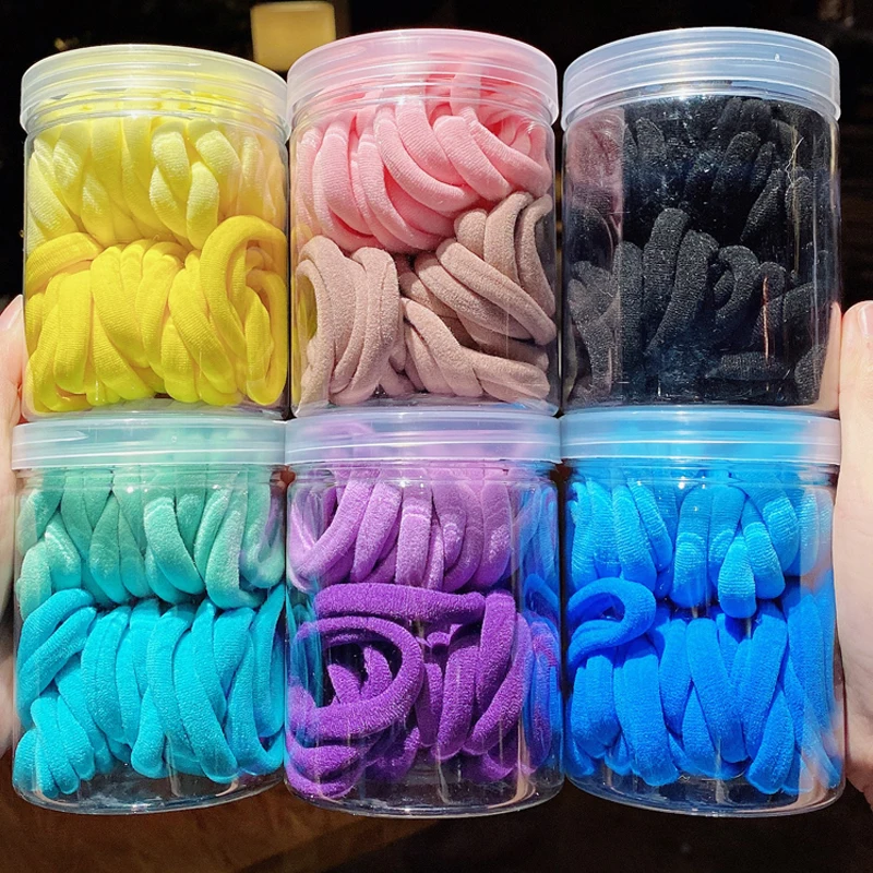 50Pcs/Set Women Girls Candy Color Nylon Elastic Hair Bands Ponytail Holder Rubber Bands Scrunchie Headwear Hair Accessories