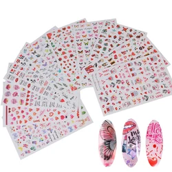 10pcs Random Patterns 3D Nail Art Stickers Butterfly Heart Lips Rose Flowers Sexy Woman DIY Self-adhesive Nail Decals Decoration