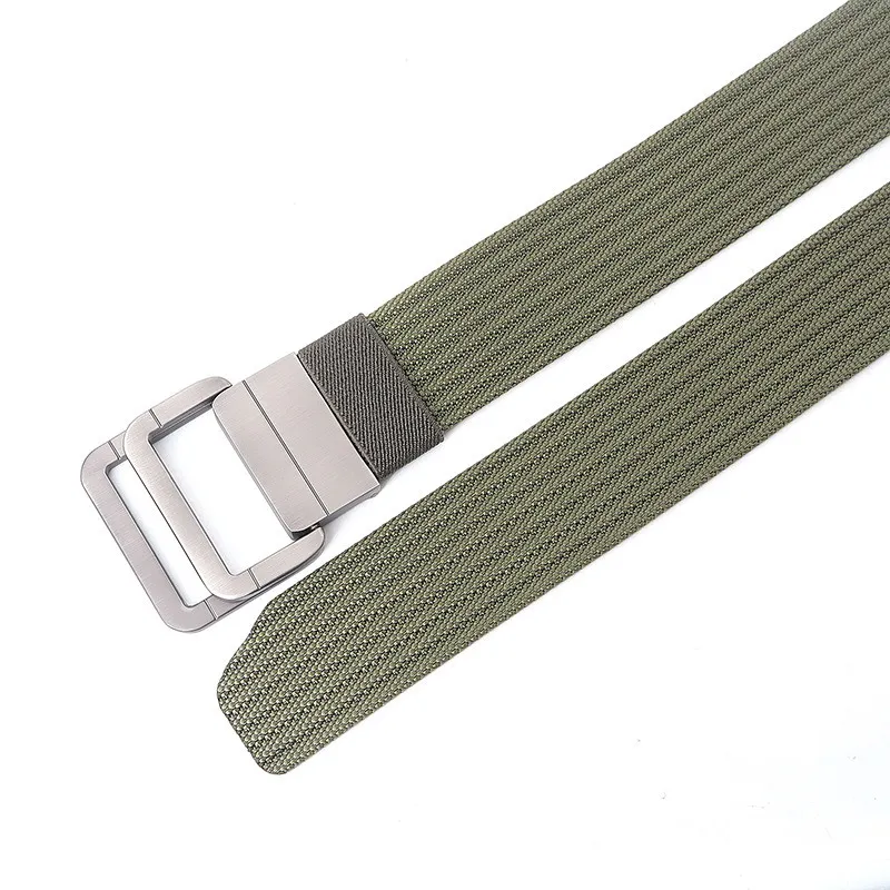 Fashion Men Belts Double Rings Metal Slide Buckle Canvas Breathable Cowboy Jeans Accessories Outdoor Waist Strap Unisex Cinto