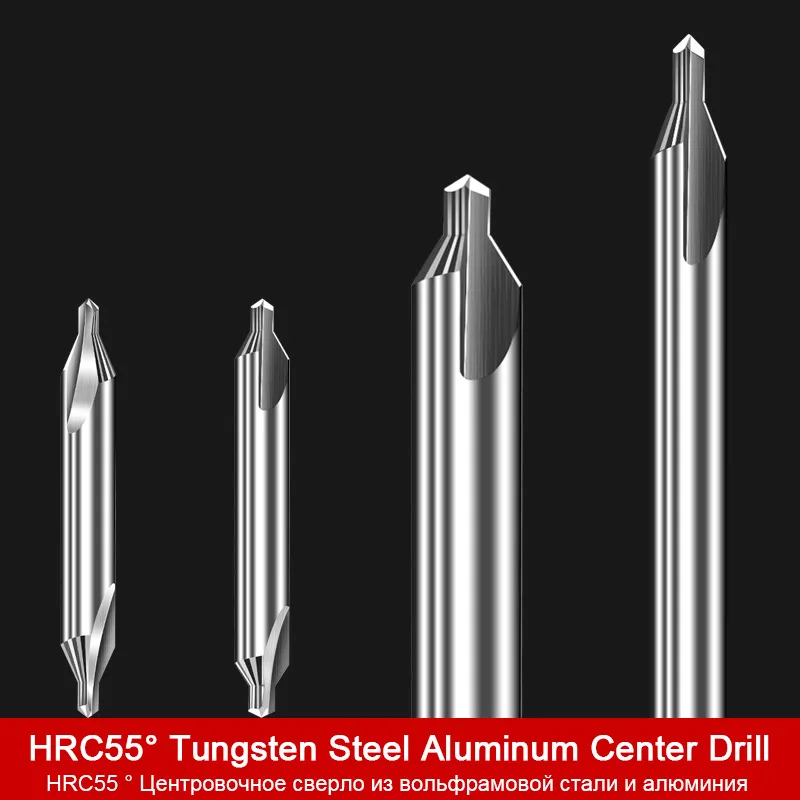 HRC55 ° 텅스텐 스틸 센터 드릴, 60 도 카바이드 스폿 드릴 0.4 0.5, 더블 헤드 금속 드릴 비트, 알루미늄, 1 2.0, 2.5mm, 6mm