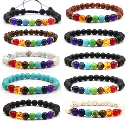 8MM Natural Stone Beaded Chain bracelets For Women Men Couple Lava Rock Healing Balance Beads Reiki Buddha Chakra Bangle Jewelry