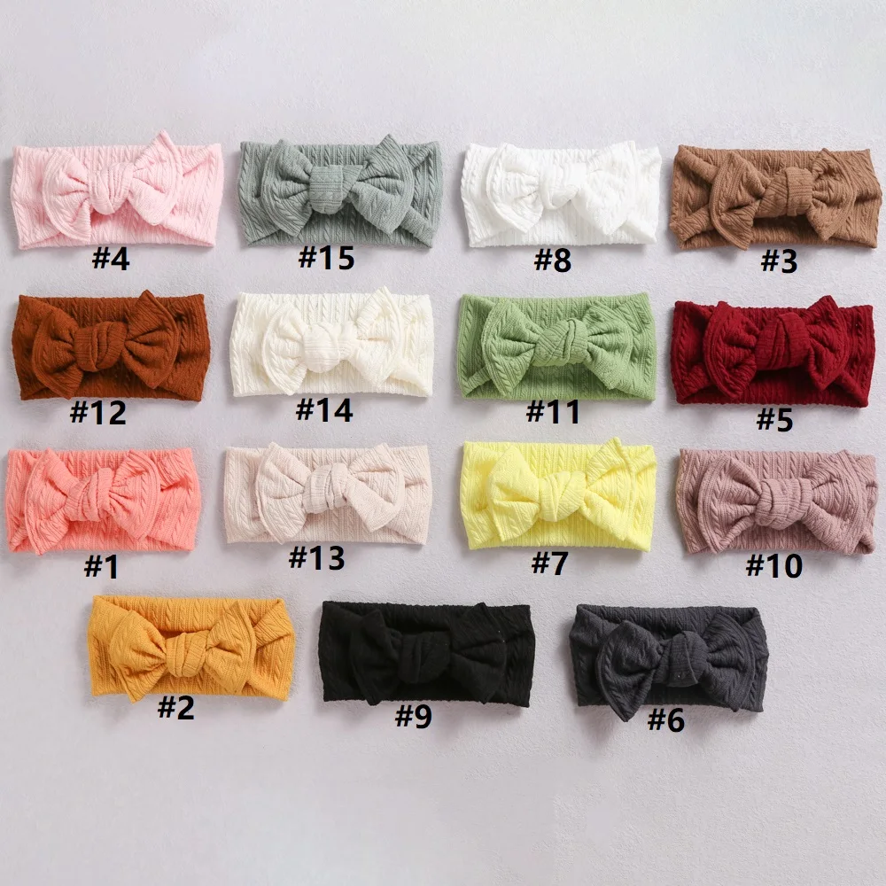 30pc/lot 2021 Newest Style Girls Ribbed Headbands Infant Toddler Knotted Bows Elastic Hairbands Kids Children Party Headwear