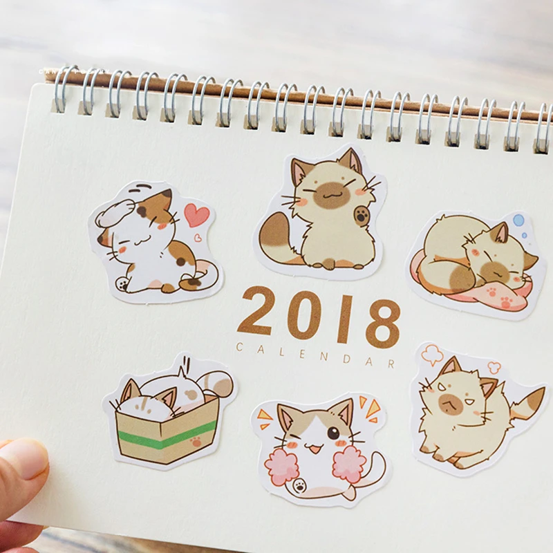 45pcs Cartoon Cat Sticker Set 40mm Mini Cute Kitties Stickers fai da te Sealing Paste decorazione adesivo Post Kids Gift Diary A6422