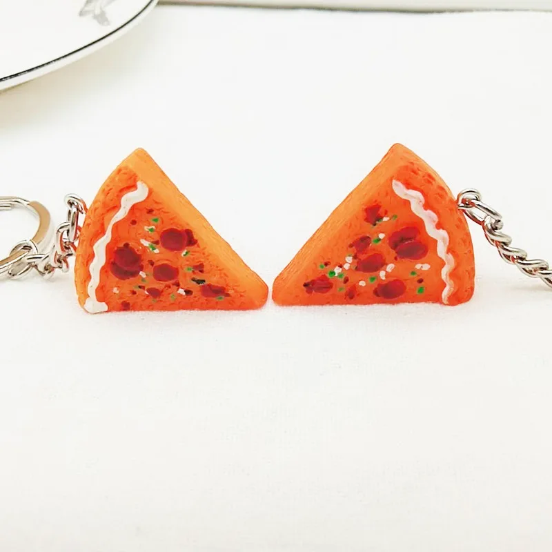 Creative Fashion Jewelry Simulation Pizza Pendant Key Chain Best Children\'s Day Gift Resin Key Chains Food Series Accessories