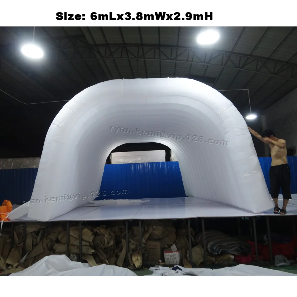 Túnel de boda inflable portátil, carpa para eventos al aire libre, cubierta de marquesina, actividades de promoción publicitaria, 6m, 20 pies