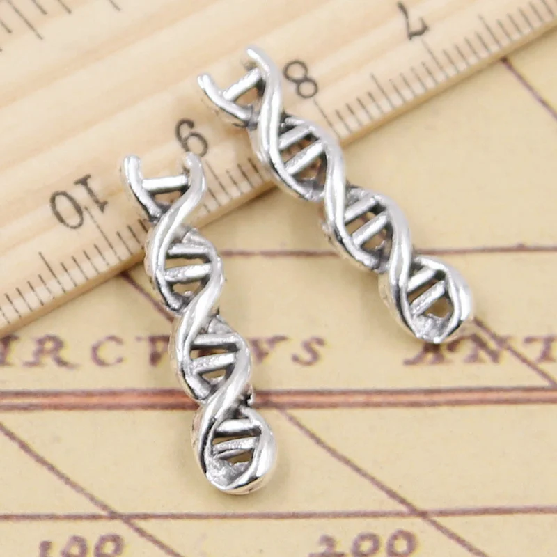 20pcs Charms Deoxyribonucleic Acid DNA 28x7x4mm Tibetan Silver Color Pendants Antique Jewelry Making DIY Handmade Craft