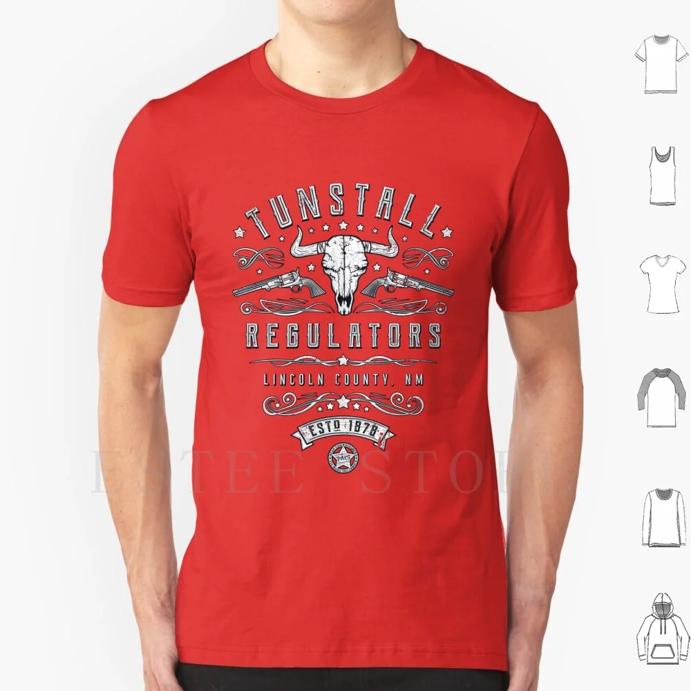 

Tunstall Regulators T Shirt DIY Big Size 100% Cotton Movie Film Young Guns Vintage Retro Cool Cowboy Western Wild West Skull