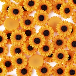 50Pcs 15x5mm Resin Sunflowers Daisy Flatback Cabochons Charms For Women DIY Bracelet Earrings Craft Jewelry Making Scrapbooking