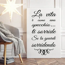 Italian Inspirational Life Quote Vinyl Wall Decals Art Mural , Italy Wall Art Design Decals sticker Home Living Room Decor
