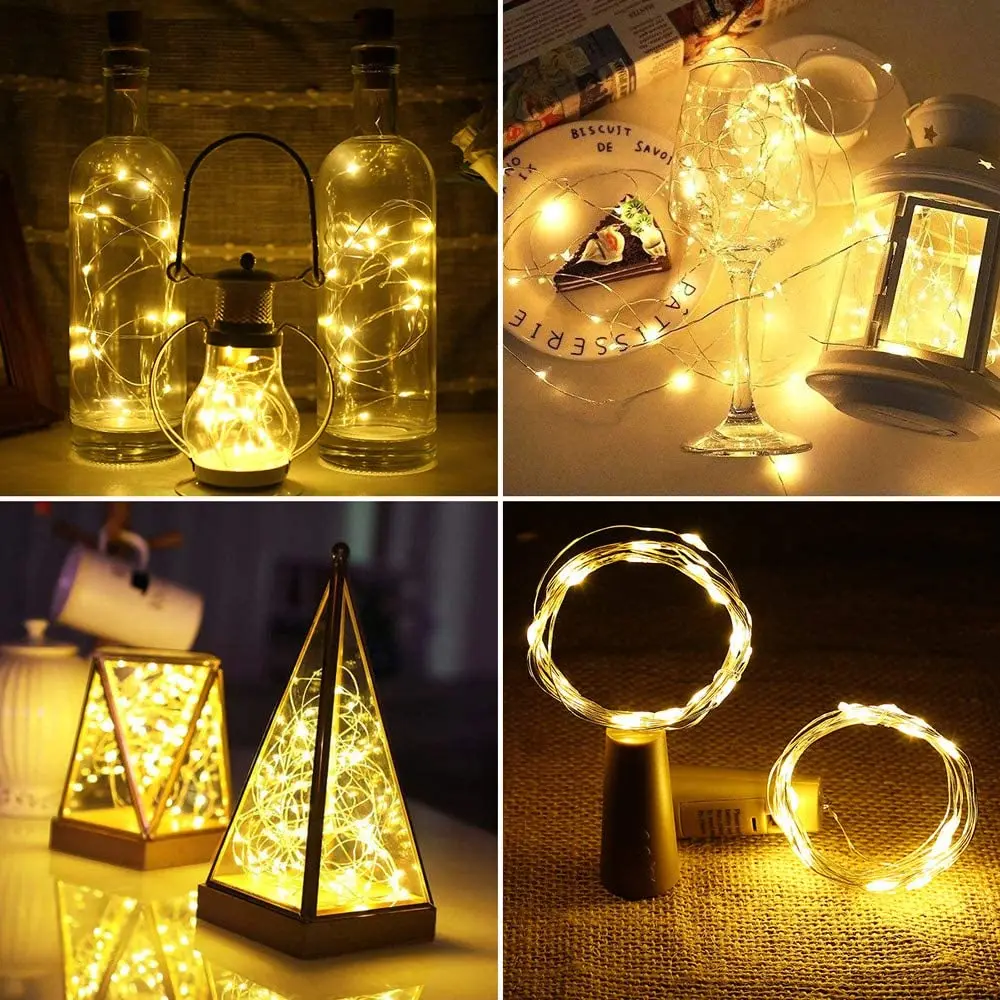 6Pcs/lot Cork Wine Bottle Light 2M 20LED DIY LED String Lighting Strip For Garland Party Wedding Christmas Halloween Bar Decor