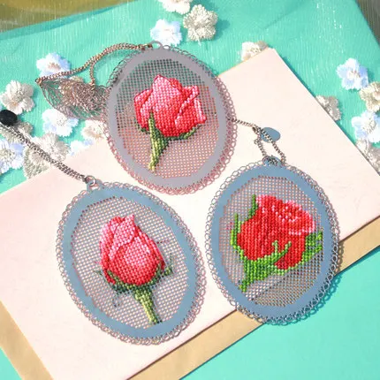 s Rose Craft Stitch Cross Stitch Bookmark Metal Silver Golden Needlework Embroidery Crafts Counted Cross-Stitching Kit