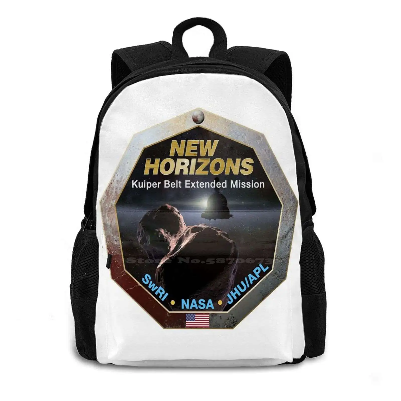 New Horizons Kuiper Belt Extended Mission Patch Large Capacity School Backpack Laptop Bags New Horizons Extended Mission Ultima