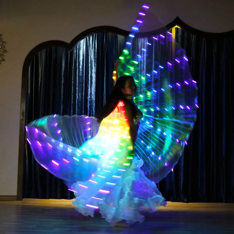 Ruoru Rainbow Color Alas Angle Led Wings Adult Led Costume Circus Led Light Luminous Costumes Party Show Isis Wings Dancewear