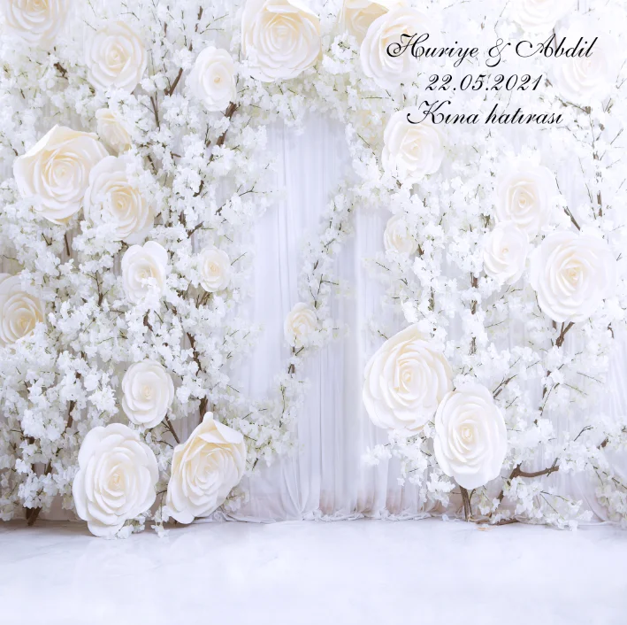 Customized White roses wedding backgrounds photography vinyl 2021 photo backdrops for photo Studio accessories photophone