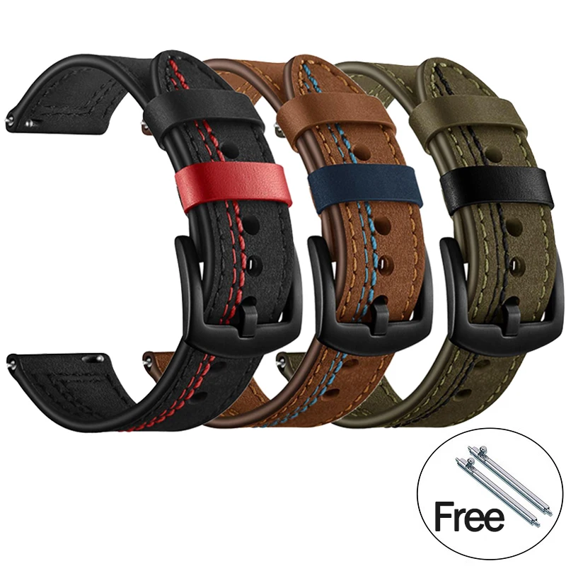 Correa de cuero para reloj inteligente, repuesto para Huawei Watch GT/GT2e, 22mm, 20mm, Samsung Galaxy Watch 42/46mm