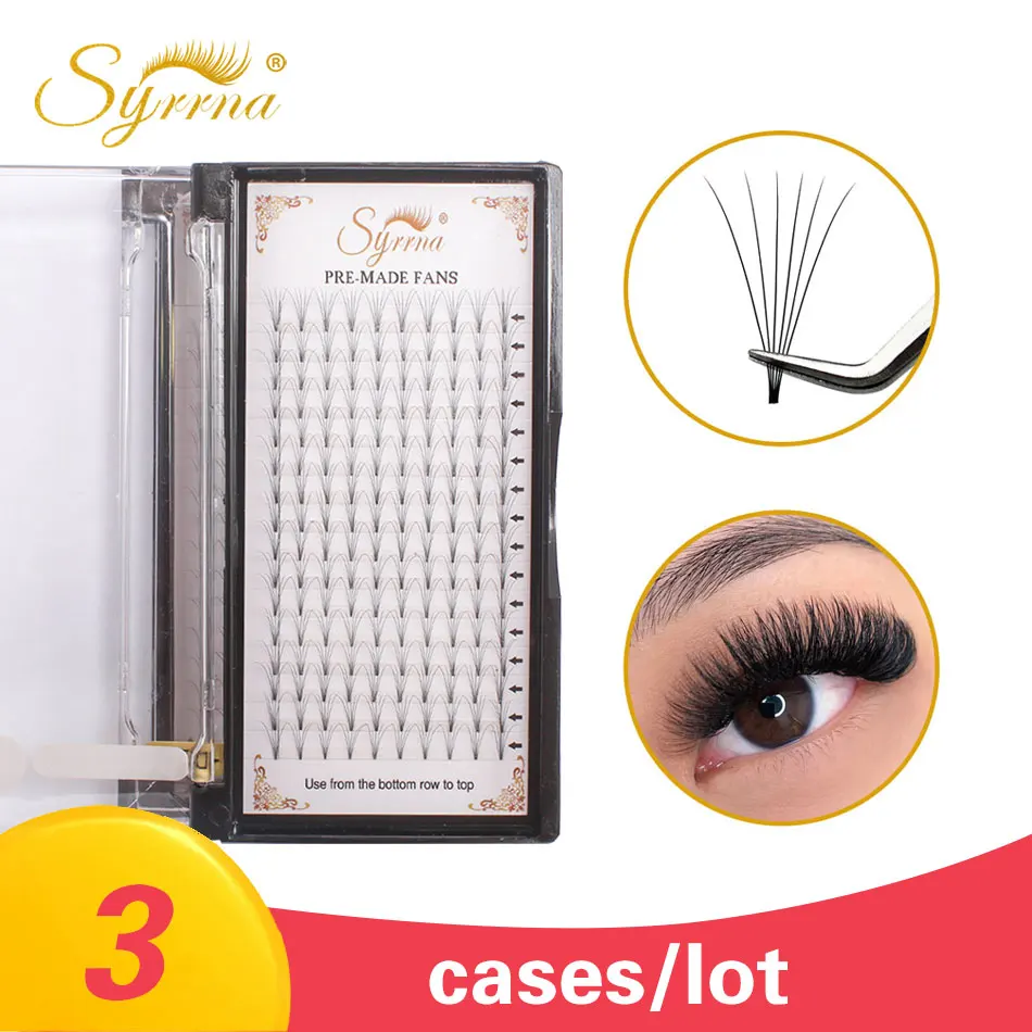 

Syrrna Volume Eyelashes 3 Cases lot 3D 4D 5D 6D Premade Volume Fans Russian Volume Lashes Black Faux Cils Premium Mink Eyelashes