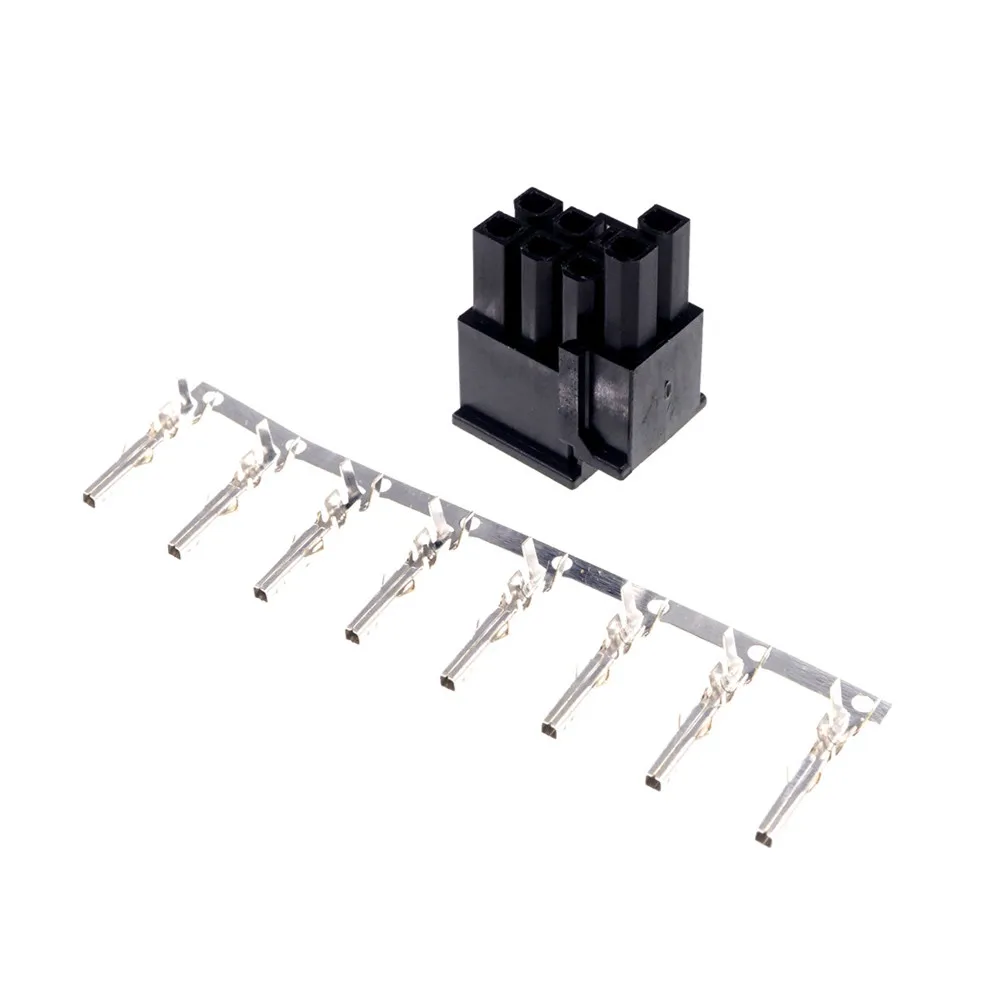 10 Sets PCIe PCI-E GPU 4.2 mm 5557 8 Pin (6+2) Receptacle Power Connector Housing Plastic Shell Rail+ Female Contact Pin Crimp