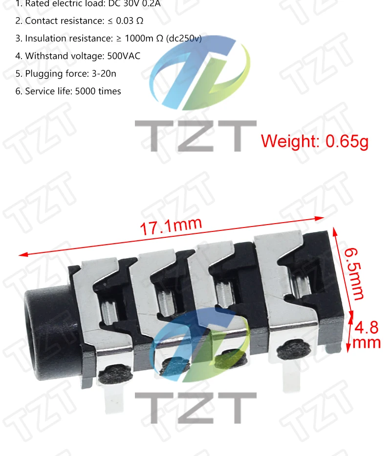 10/30 Stück PJ-313B PJ313B Telefonbuchse 3,5 mm 6 Kontakte 4 Leiter Stereo-Audiobuchse Durchgangsloch Rechtwinklig 4-poliger Audiostecker – Detail 2