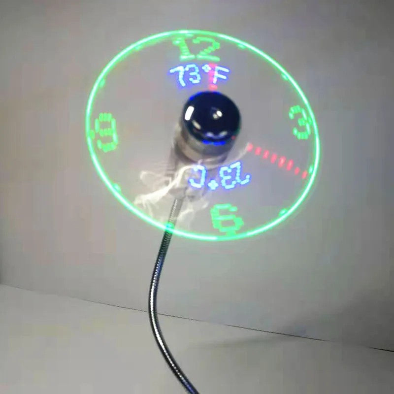 USB Fans Mini Time And Temperature Display Creative Gft With LED Light New Cool Gadgets Products For Laptop PC Dropship 2020