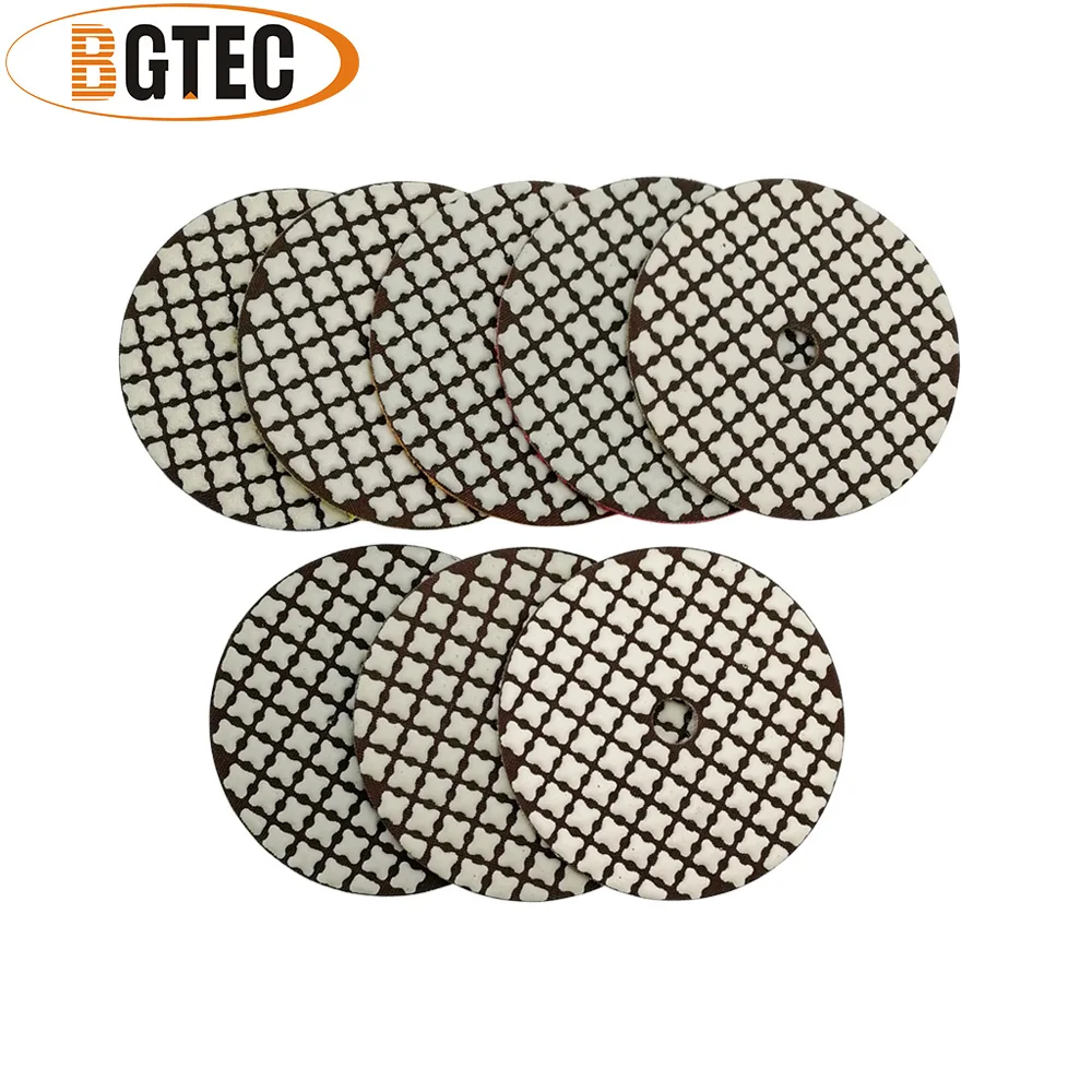 BGTEC 8pcs/set  #50 to # buff  4 inch Dry Diamond flexible Polishing Pads 100mm Granite Marble sanding disc