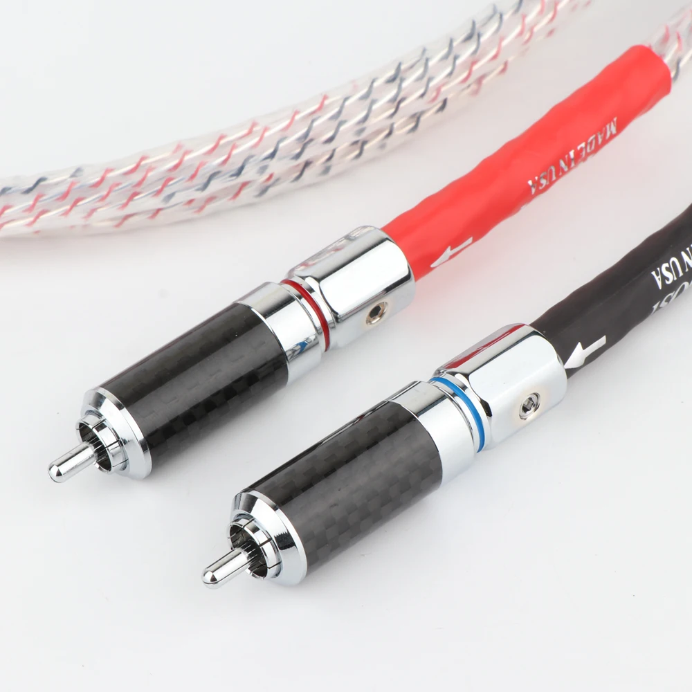 Pair Nordost Valhalla 7N Silver Plated Audio Interconnect Cable With Carbon Fiber Rhdoium-Plated RCA Plug Connector