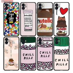 Funny Chills Pills Chocolate Nutella For Apple iPhone 15 14 13 12 11 Pro Max Mini XS X XR 7 8 6 Plus Silicone Black Phone Case