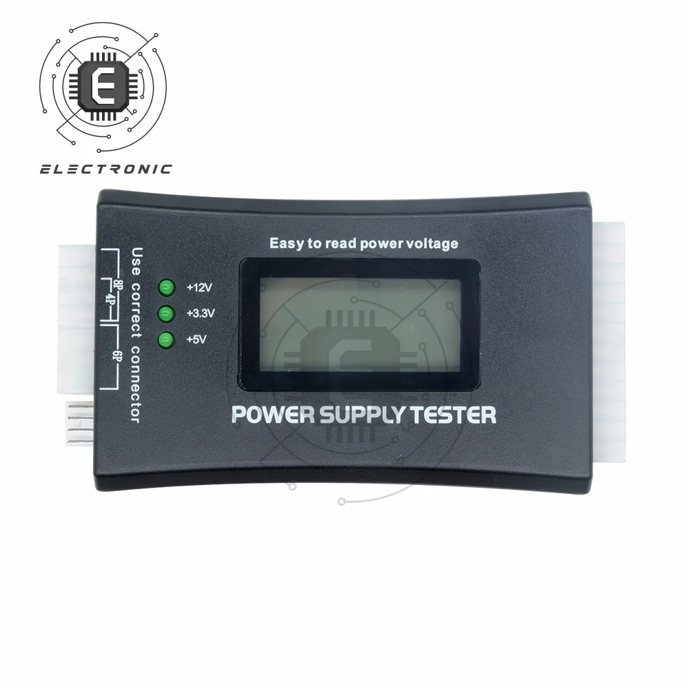 LCD Power Tester LCD PC Computer 20/24 Pin 4 PSU ATX BTX ITX SATA HDD Power Supply Tester Battery Power Bank Meter