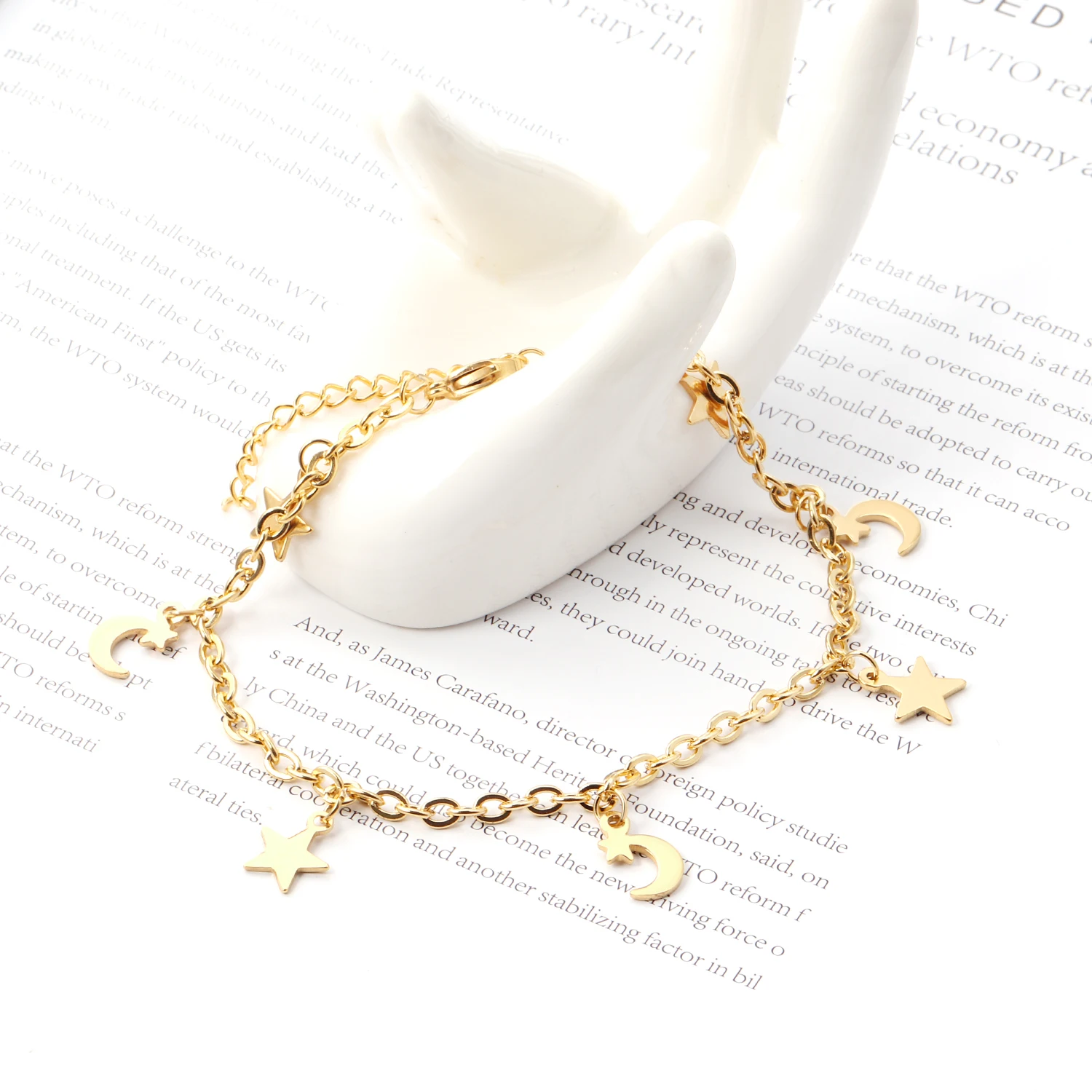 LUXUSTEEL Stainless Steel Leg Bracelet Golden Star Shape Rolo Link Chains Anklets For Women Summer Beach Gift Party Collier