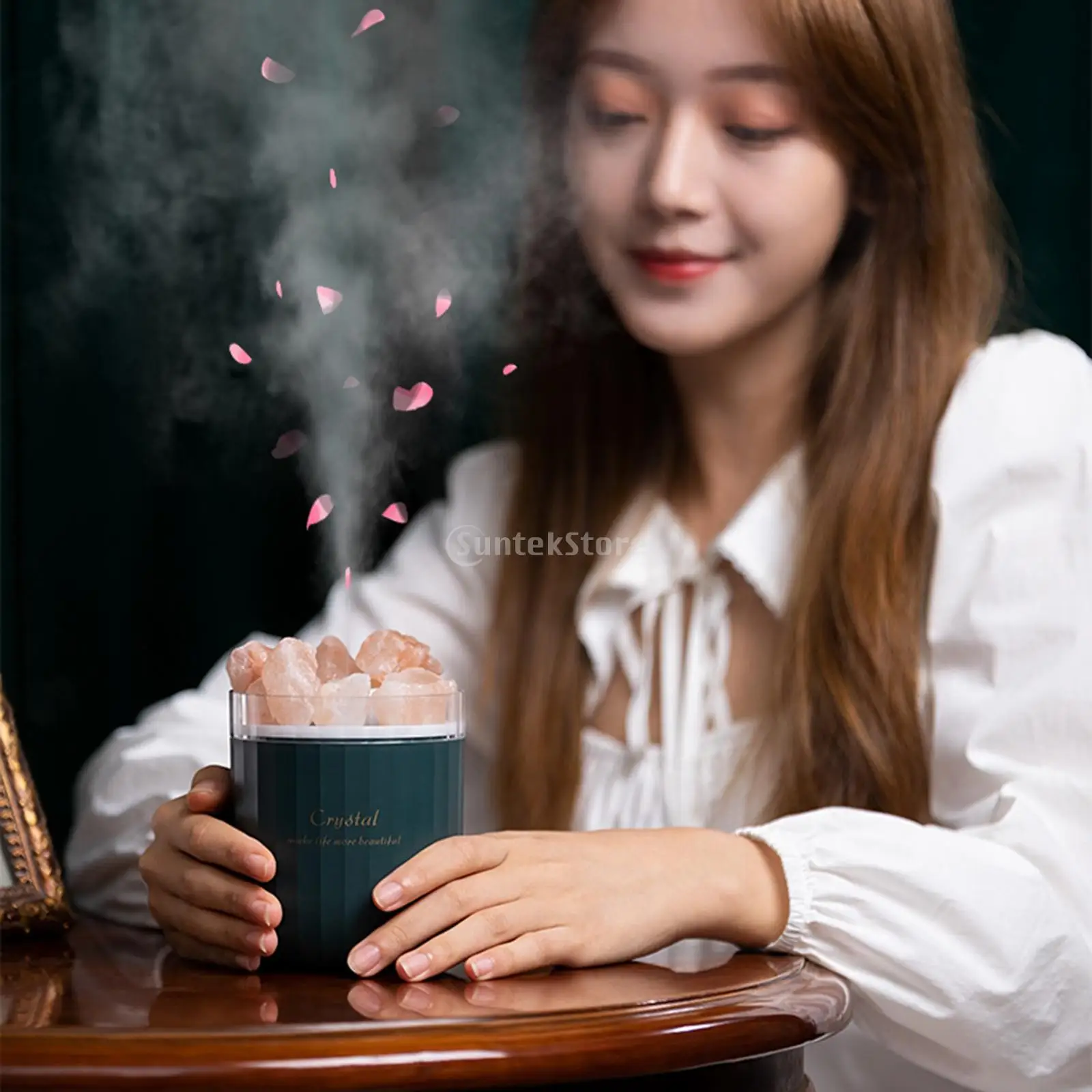 Диффузор эфирного масла 8 часов, Гималайская солевая Лампа Диффузор с 7 меняющимися лампочками, диффузор для ароматерапии, увлажнитель холодного тумана