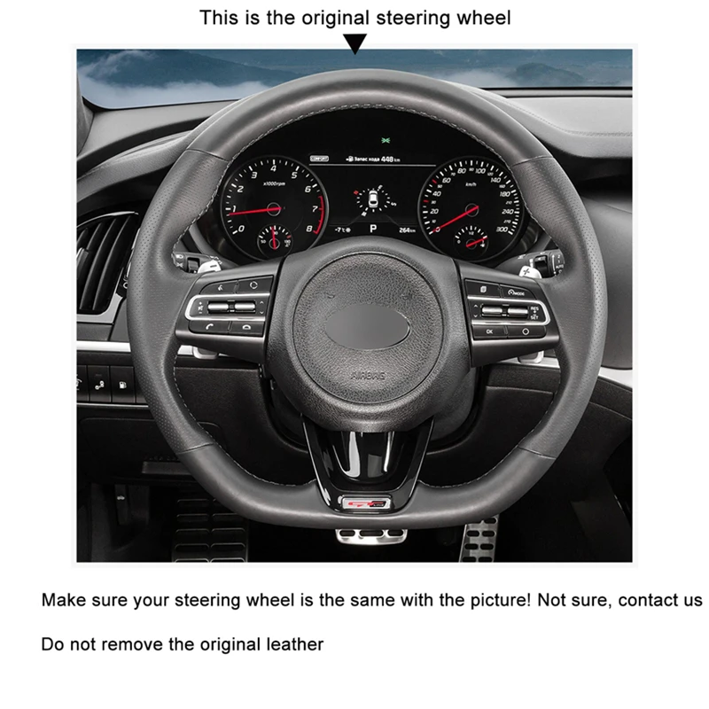 Black Suede Leather Red marker Car Steering Wheel Cover For Kia Stinger 2017 2018 2019 2020