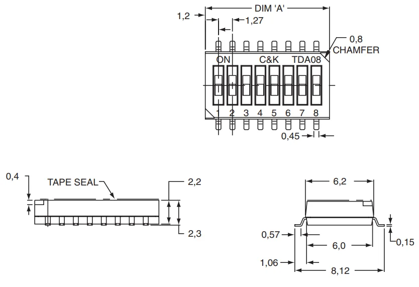 Original new 100% TDA04H0SK1R dial switch 4-bit SMD 1.27MM spacing horizontal dial code toggle