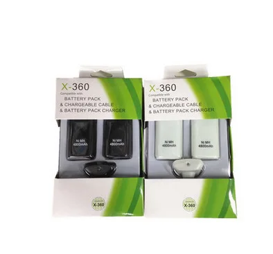 Batería de repuesto para Xbox 360, 2 unidades, 4800mAh, Cable de carga, mando inalámbrico