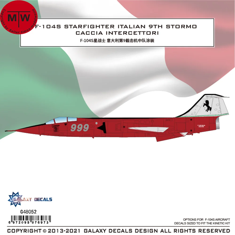Galaxy 1/48 Scale F-104S Starfighter Italian 9th Stormo Caccia Intercettori Decals for Kinetic K48093 Aircraft Model #G48052