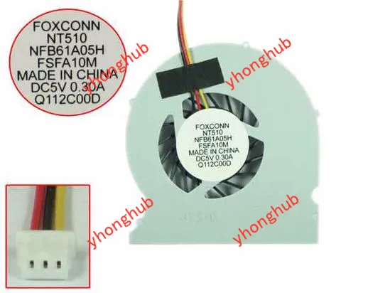 

Foxconn NFB61A05H F1FA1 NT510 DC 5V 0.3A 3-wire Server Cooling Fan