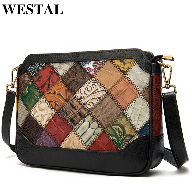 

WESTAL 100% shoulder bag for women bag genuine leather crossbody laides hand bags small messenger bags female sac a main 089