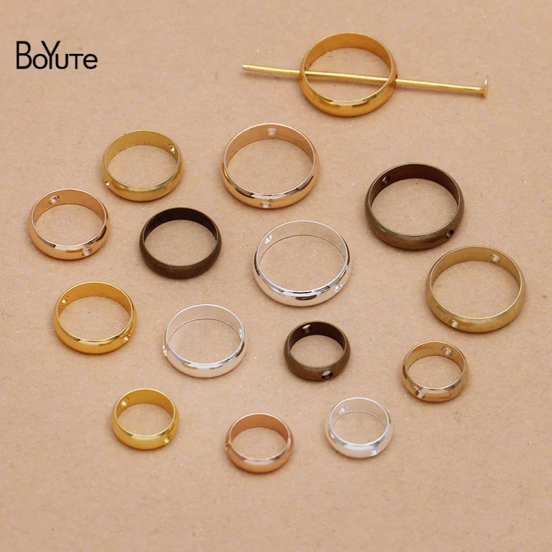 BoYuTe (100 Pieces/Lot) 8-10-12MM Metal Brass Connector Ring Diy Handmade Jewelry Accessories